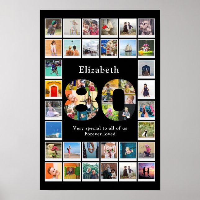 80th Birthday Photo Template Poster (Front)