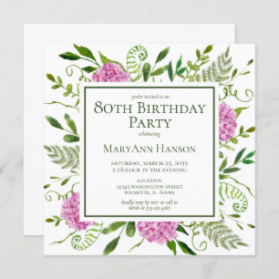 80th Birthday Pink Hydrangeas Card Request