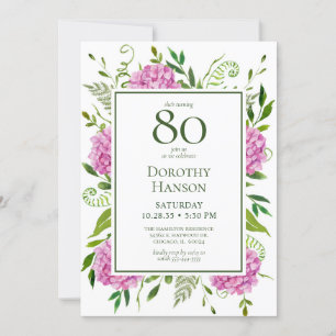 80th Birthday Pink Hydrangeas Card Request