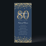 80th Birthday Program Gold Navy Blue Confetti<br><div class="desc">Elegant "Birthday Party Program" design with faux glitter confetti and custom text.</div>