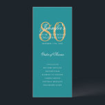 80th Birthday Program Gold Turquoise Thank You<br><div class="desc">Elegant "Birthday Party Program" design featuring a formal typography script & custom text.</div>