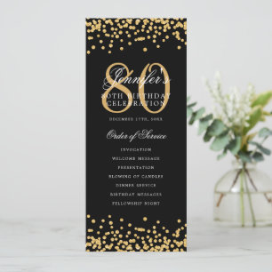 80th Birthday Program Menu Thank You Gold Confetti