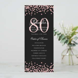80th Birthday Program Menu Thanks Rose Gold Black 
