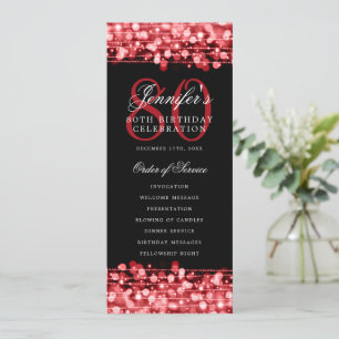 80th Birthday Program Red Menu+Thank You