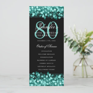 80th Birthday Program Turquoise Menu+Thank You