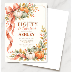80th Birthday Pumpkin Autumn Invitation
