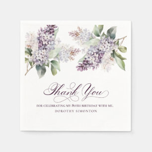 80th Birthday Purple Lilac Spring Flower Cocktail Napkin