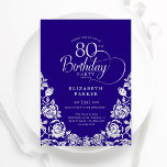 80th Birthday Purple Silver Roses Invitation<br><div class="desc">Purple silver elegant 80th birthday party invitation. Classy design featuring roses,  faux silver foil and typography script font. Trendy invite card perfect for a stylish female bday celebration. Personalize with your own details. Can be customized to any age. Printed Zazzle invitations or instant download digital printable template.</div>