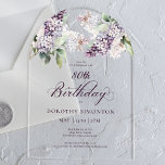 80th Birthday Purple Spring Lilac Flower Arch<br><div class="desc">Soft watercolor purple lilacs create a pretty springtime 80th birthday invitation. The calligraphy adds an elegant aesthetic. It is part of the Purple Spring Lilac Flower collection. It lets you choose a theme and then easily create a unique invitation suite, welcome signs and party decorations. Party planning becomes fun and...</div>