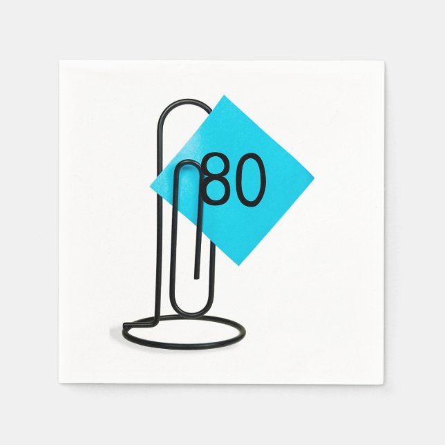 80th Birthday Reminder Note On a Paper Clip Napkin (Front)