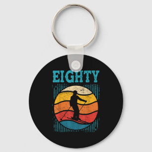 80th Birthday Retro Ski Skiing 80 Year Old Men Wom Keychain