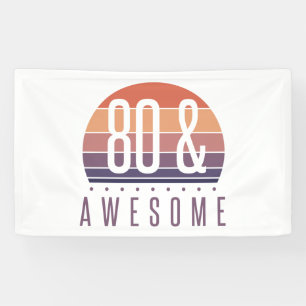 80th Birthday Retro Sunset Banner
