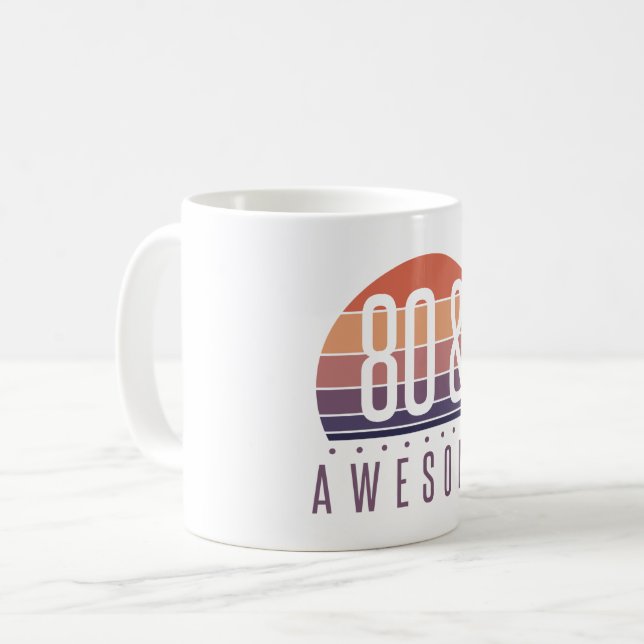 80th Birthday Retro Sunset Coffee Mug (Front Left)