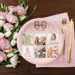 80th birthday rose gold blush glitter drips paper plate<br><div class="desc">For a 80th birthday party, celebrating her life with a collage of 6 of your own photos. Personalize and add a name, age 80 and a date. Date of birth or the date of the party. Dark rose gold and black coloured letters. A trendy rose gold coloured background decorated with...</div>