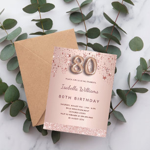 80th birthday rose gold blush stars postcard