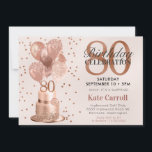 80th Birthday Rose Gold Cake Surprise Party Invitation<br><div class="desc">This fabulous 80th birthday rose gold cake surprise party invitation featuring a 2-layer rose gold cake with rose gold confetti and balloons and the number 80 in rose gold would be perfect for celebrating your wife, sister, mom, friend, aunt, grandmother, great grandmother. It is traditional and classic while being fresh,...</div>