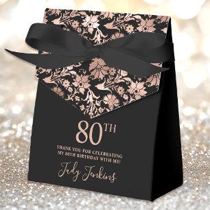 80th Birthday Rose Gold Floral Thank You Favor Box