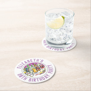 80th Birthday Round Paper Coaster