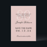 80th Birthday Save the Date Blush Pink  Invitation<br><div class="desc">Elegant "80th Birthday Party" design with a formal typography script,  custom name,  and detailed text. Easy to use and easy to personalize. Order Today!</div>