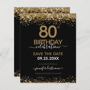 80th Birthday Save the Date Budget Invitation
