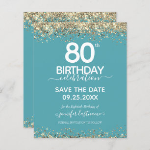 80th Birthday Save the Date Budget Invitation