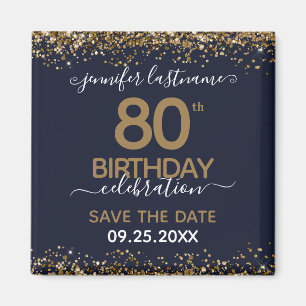 80th Birthday Save the Date Magnet