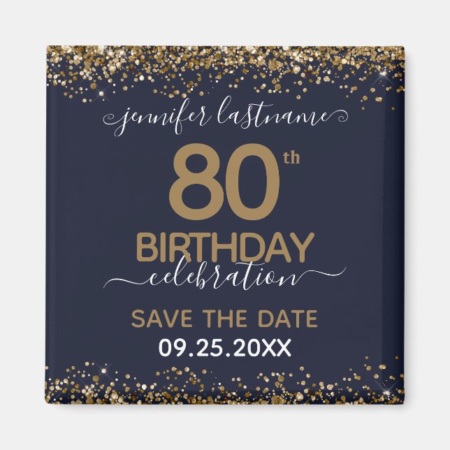 80th Birthday Save the Date Magnet (Front)