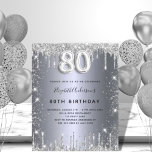 80th birthday silver glitter budget invitation flyer<br><div class="desc">Please note that this invitation is on flyer paper and very thin. Envelopes are not included. For thicker invitations (same design) please visit our store. A modern, stylish and glamourous invitation for a 80th birthday party. A faux silver looking background, decorated with glitter dust. Personalize and add your name and...</div>