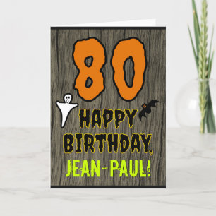 80th Birthday: Spooky Halloween Theme, Custom Name Card