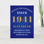 80th Birthday Standards Born 1941 Add Your Name Card<br><div class="desc">80th birthday,  blue,  standards,  born in 1941 greeting card. Easily customize the text to the front and the interior of this birthday card using the template provided. Part of the setting standards range of greeting cards.</div>