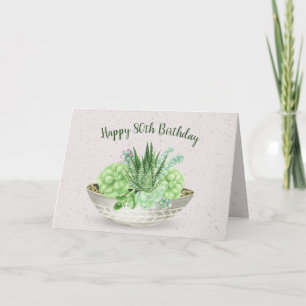 80th Birthday Succulent Plant on Terrazzo  Card