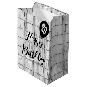 80th Birthday Symmetrical Rustic Wood Pattern Medium Gift Bag