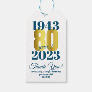 80th Birthday Thank You Gift Tags