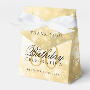 80th Birthday Thank You Gold Winter Wonderland Favor Box