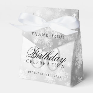 80th Birthday Thank You Silver Winter Wonderland Favor Box
