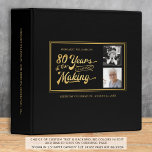 80th Birthday Then & Now Photos Retro Photo Album Binder<br><div class="desc">Retro typography design stating 80 YEARS IN THE MAKING which incorporates the 80-year-old's birth year within the design. Include THEN and NOW photos and personalize the title and spine of this binder which can be used as a photo album, scrapbook, guest book or a combination of these. Black and gold...</div>