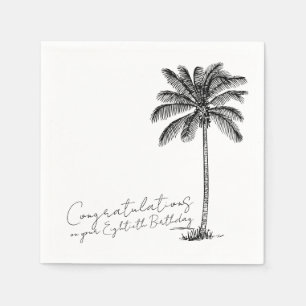 80th Birthday Tropical Palm Tree Congratulations Napkin