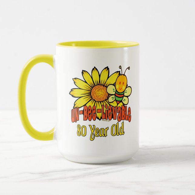 80th Birthday - Unbelievable at 80 Years Old Mug (Left)
