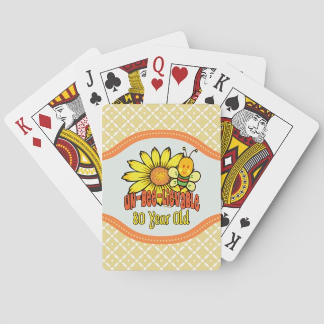 80th Birthday - Unbelievable at 80 Years Old Playing Cards (Back)