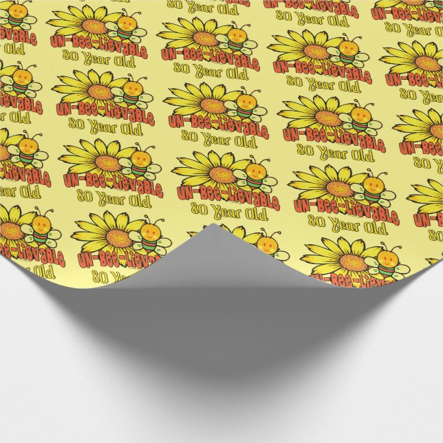 80th Birthday - Unbelievable at 80 Years Old Wrapping Paper (Corner)