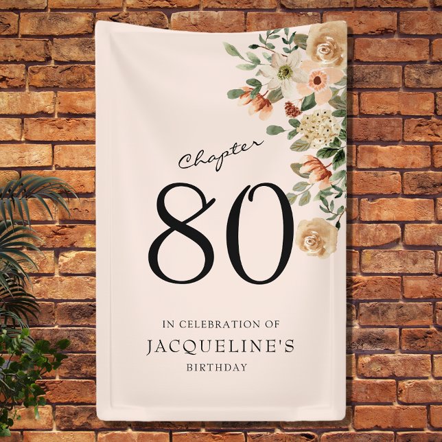 80th Birthday Vintage Floral Banner (Our elegant 80th Birthday vintage floral banner from Zazzle. Easily personalized for a unique touch.)
