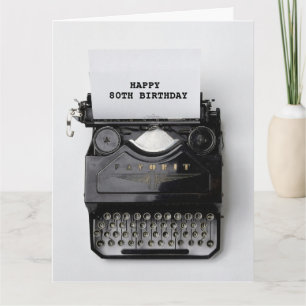 80TH BIRTHDAY vintage typewriter Greeting Card