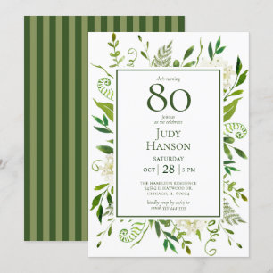 80th Birthday White Hydrangeas Invitation