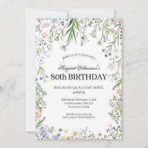80th Birthday Wildflower Garden Invitation