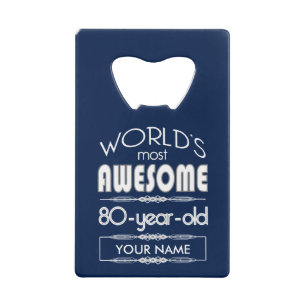 80th Birthday Worlds Best Fabulous Dark Blue Wallet Bottle Opener