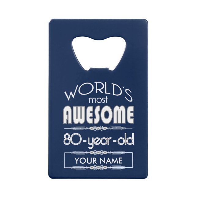 80th Birthday Worlds Best Fabulous Dark Blue Wallet Bottle Opener (Front)