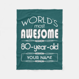 80th Birthday Worlds Best Fabulous Dark Green Fleece Blanket