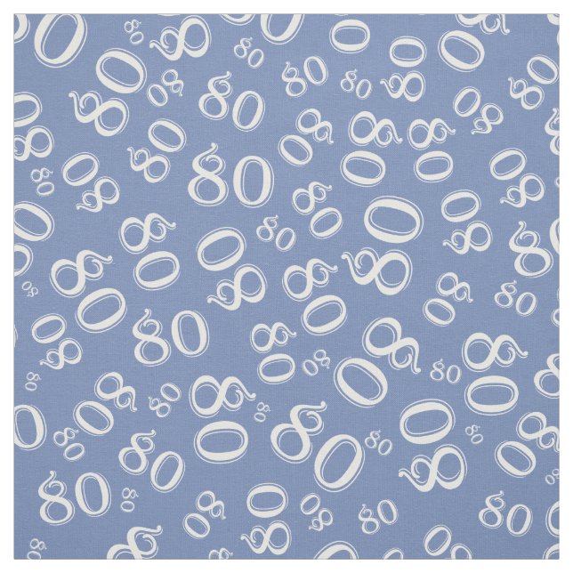 80th  Cool Number Pattern Blue and White 80 Fabric (Swatch)