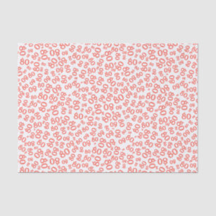 80th Coral/White  Party Random Number Pattern Tissue Paper