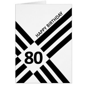 80th Diagonal Black Line Design Birthday